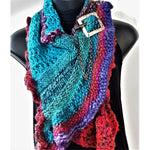 Scarf- Multi coloured- Wool rich- Crazy Crochet / Knitted- 3 Seasons