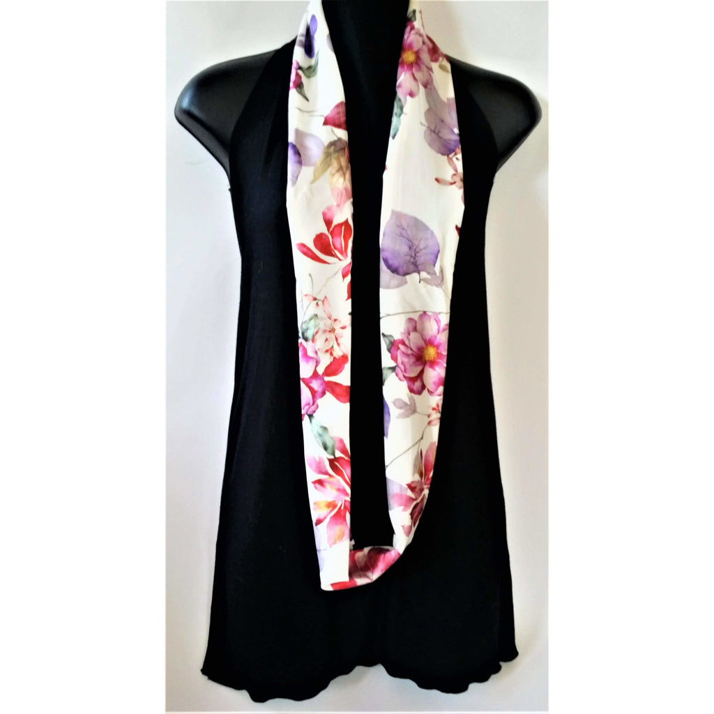 Infinity Scarf-Metallic Painted Floral Print- Polyester