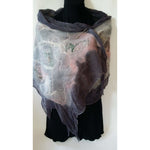 Felt Shawl- Scarf-Grey/Soft Pink -Cotton / Wool/ Silk