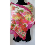 Felt Shawl- Pink/ Green / Yellow-Cotton / Wool