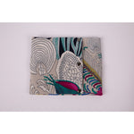 Grey , pink, teal coloured with abstract design neck warmers- Gun Metal Snaps