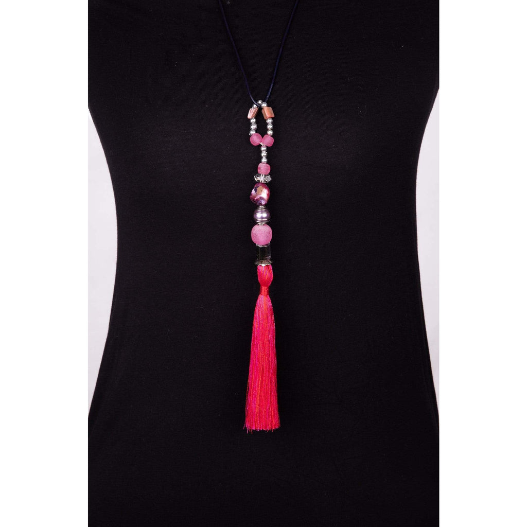 Hot pink Tassel Pendant- Costume Jewellery