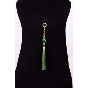 Asda Green Tassel Pendant- Costume Jewellery