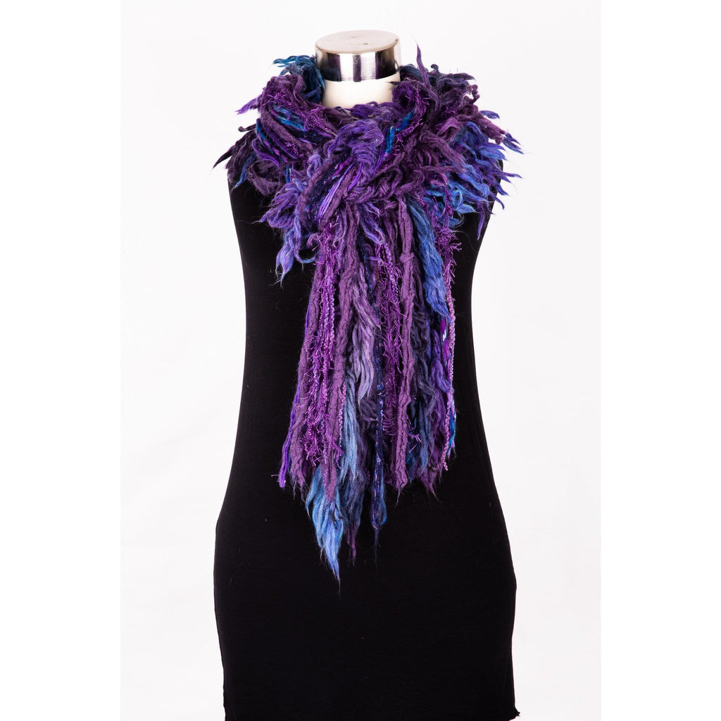 Scarf-Purple multi-Textile -Wool rich- Lions Mane look