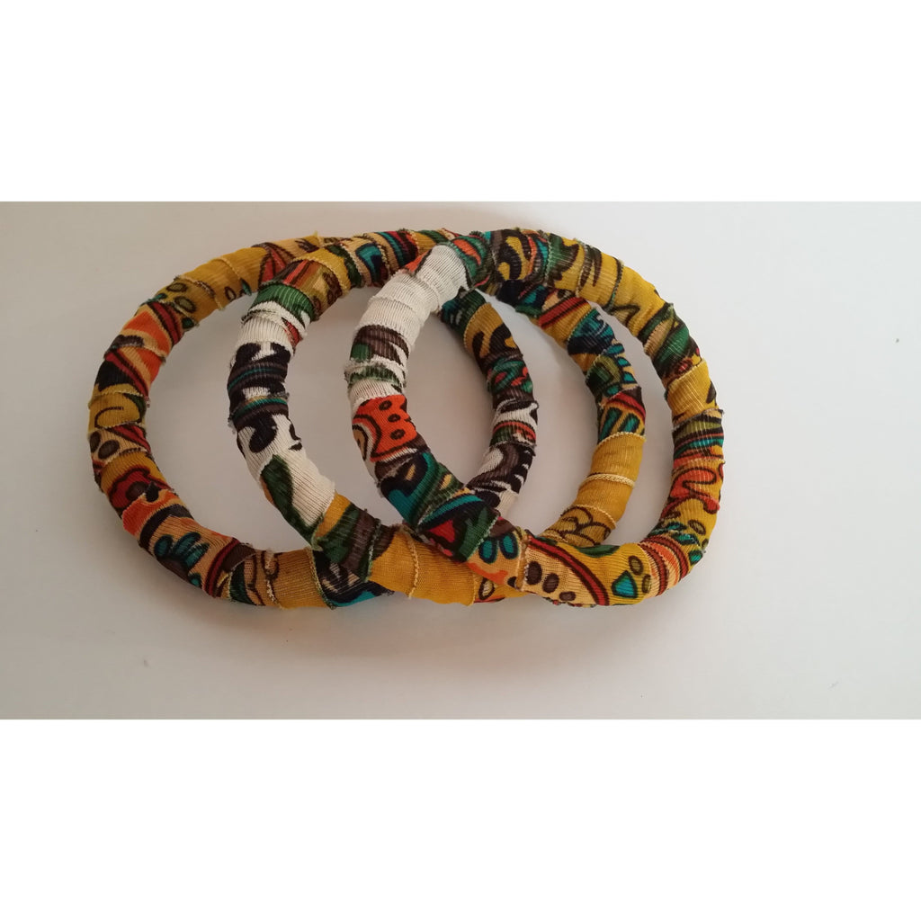 Bangle Trio-Fabric-Round- multi coloured- Costume jewellery