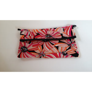 Clutch Bag- Pink Floral Print- Lined- Flap with Magnetic Closure