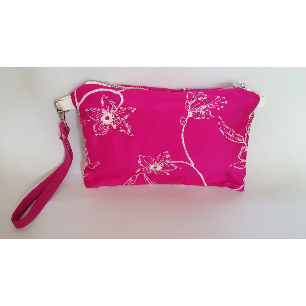 Pink Cross body bag / Silk - Clutch Bag
