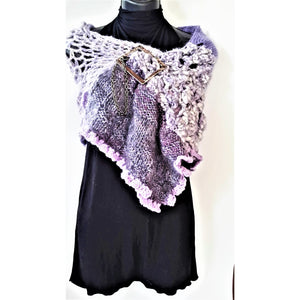 Scarf- Lavendar- Wool blend Crochet / Knitted- 3 Seasons