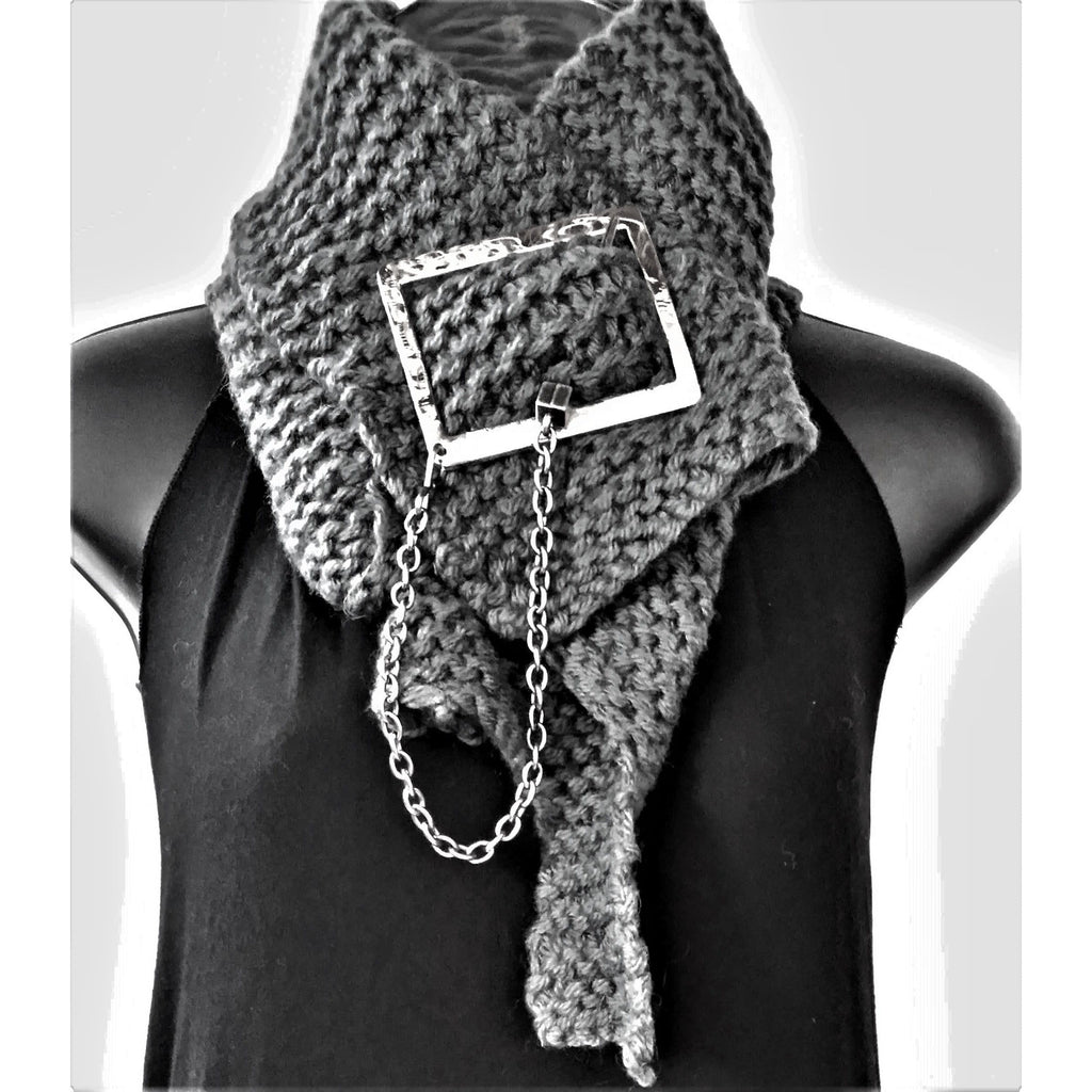 Scarf- Charcoal- Wool rich- Knitted- 4 Seasons