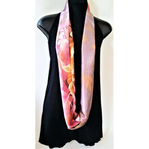 Infinity Scarf- Silky Satin look- Pink / Grey / Brown- Polyester