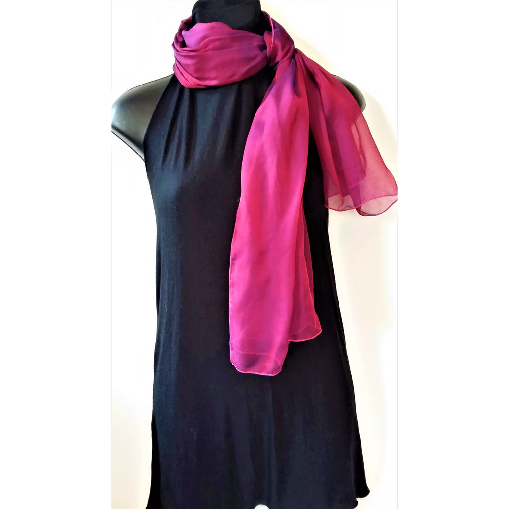 100% Jap Silk Scarf / Shawl-Soft flowing Drape- Fuchsia / Purple Colour.
