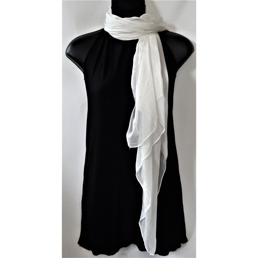 100% Silk Scarf / Shawl- White- Light and flowing soft drape