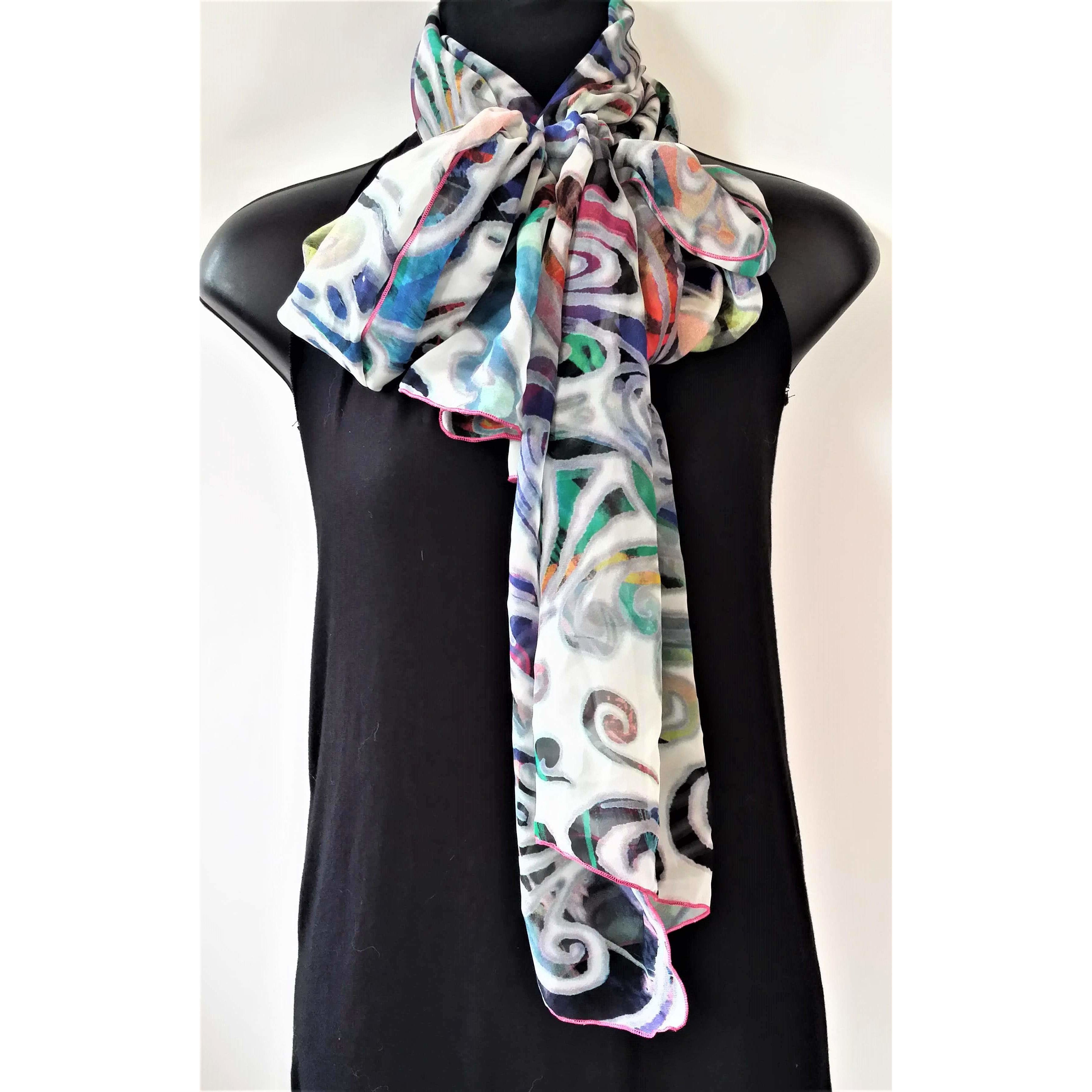 Fabric Scarf- Multi Coloured- Soft drape- Sheer Texture- Polyester