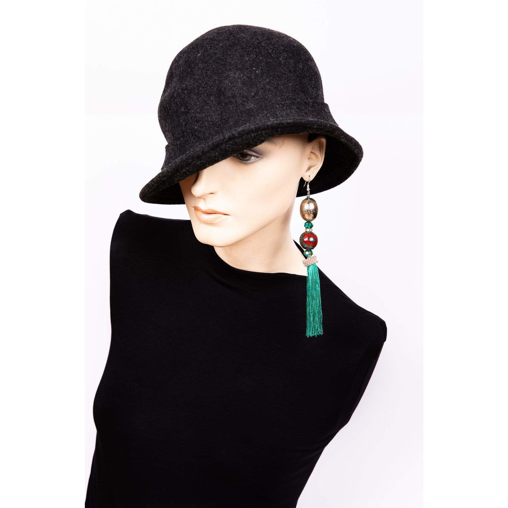 Asda Teal Green Tassel Earring- Costume Jewellery