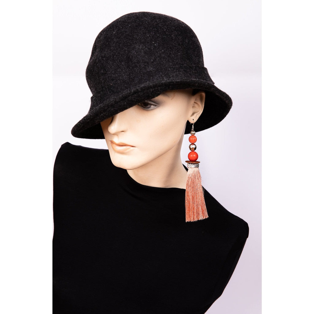 Coral Coloured Tassel earring- Costume Jewellery