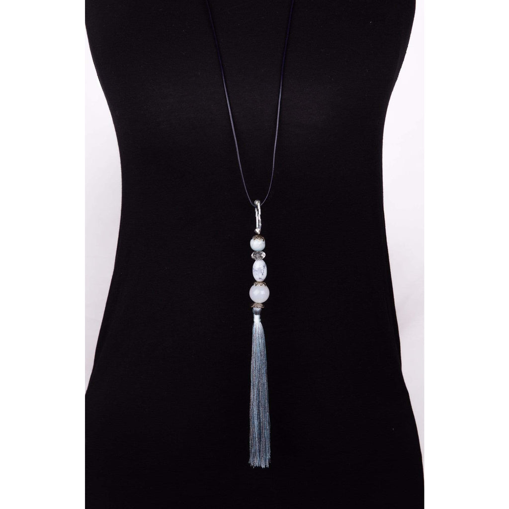 Blue / Grey Tassel Pendant- Costume Jewellery