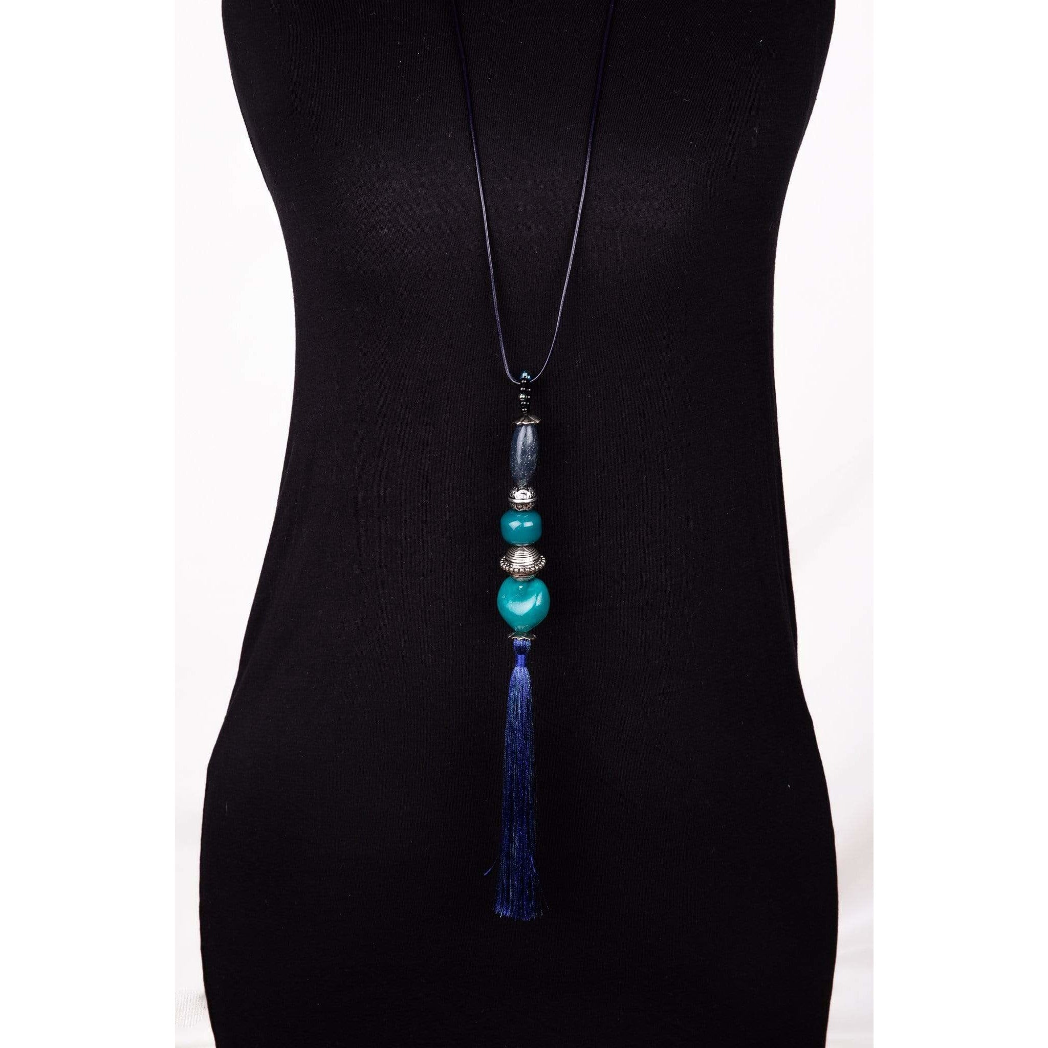 Midnight Blue Tassel Pendant- Costume Jewellery