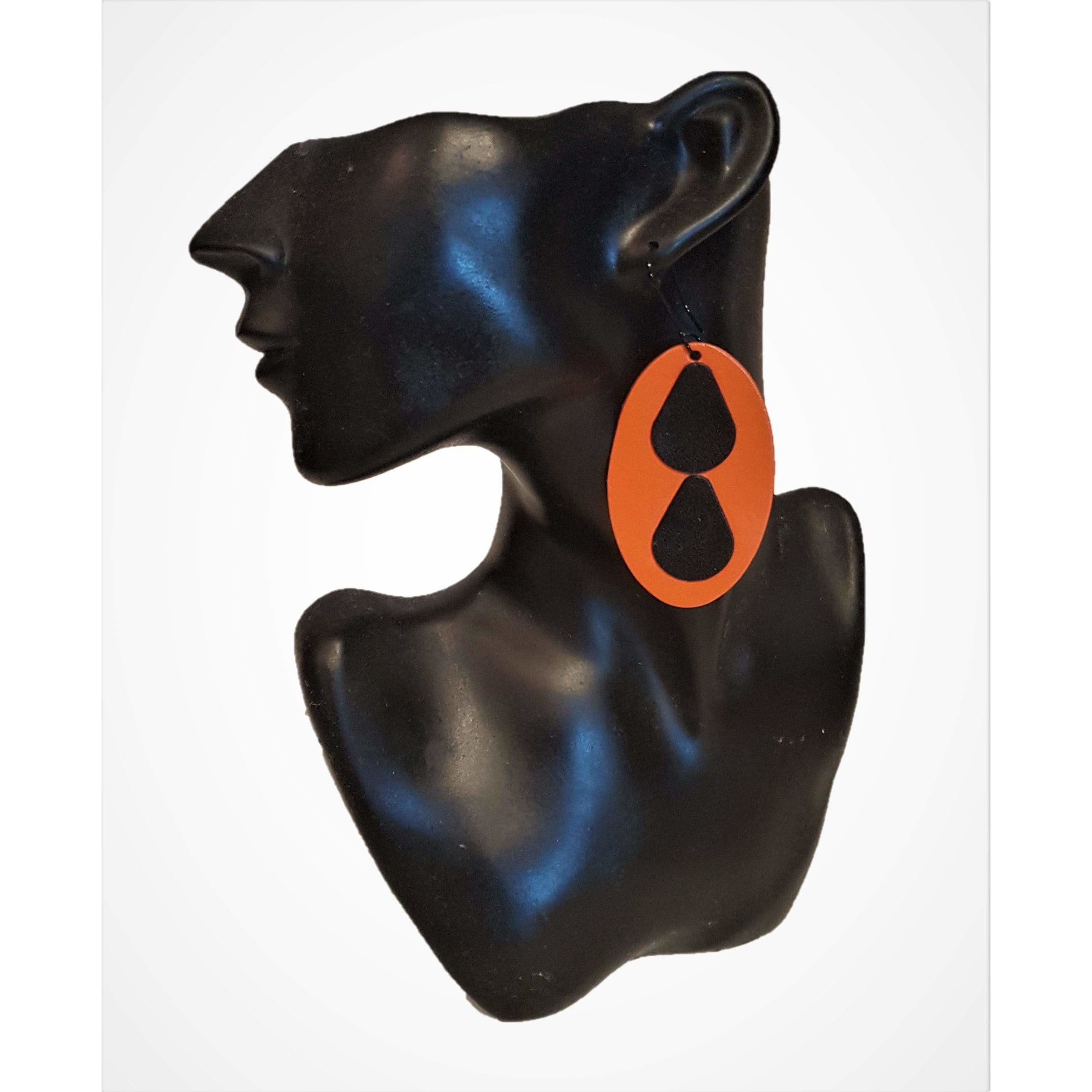Leather earrings- Orange Colour + Online women’s store