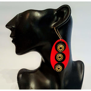 Leather earrings- Red Colour + Online women’s store
