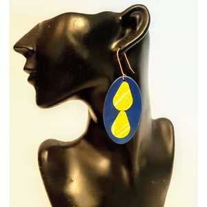 Leather earrings- Blue and Yellow + Online women’s store