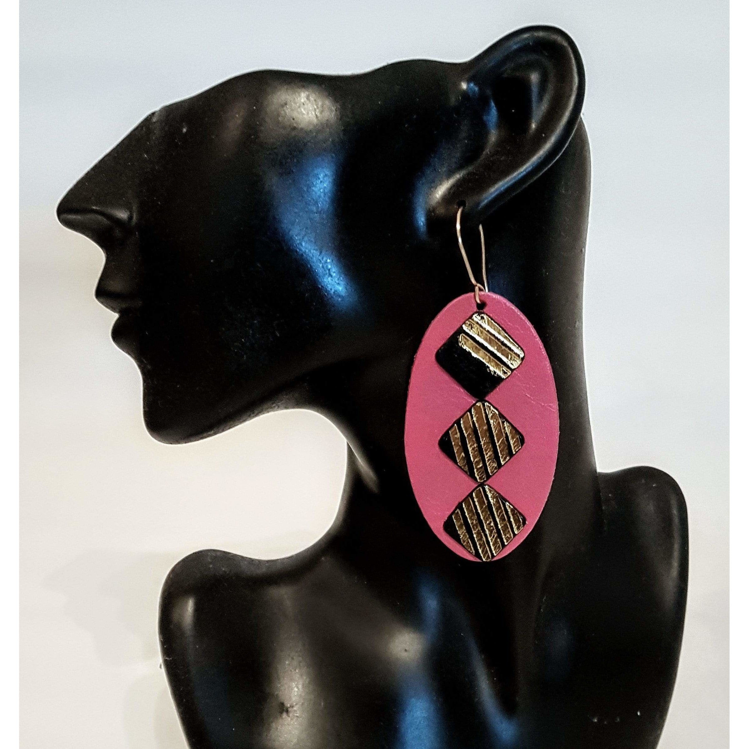 Leather Earrings- Pink Colour + Online women’s store