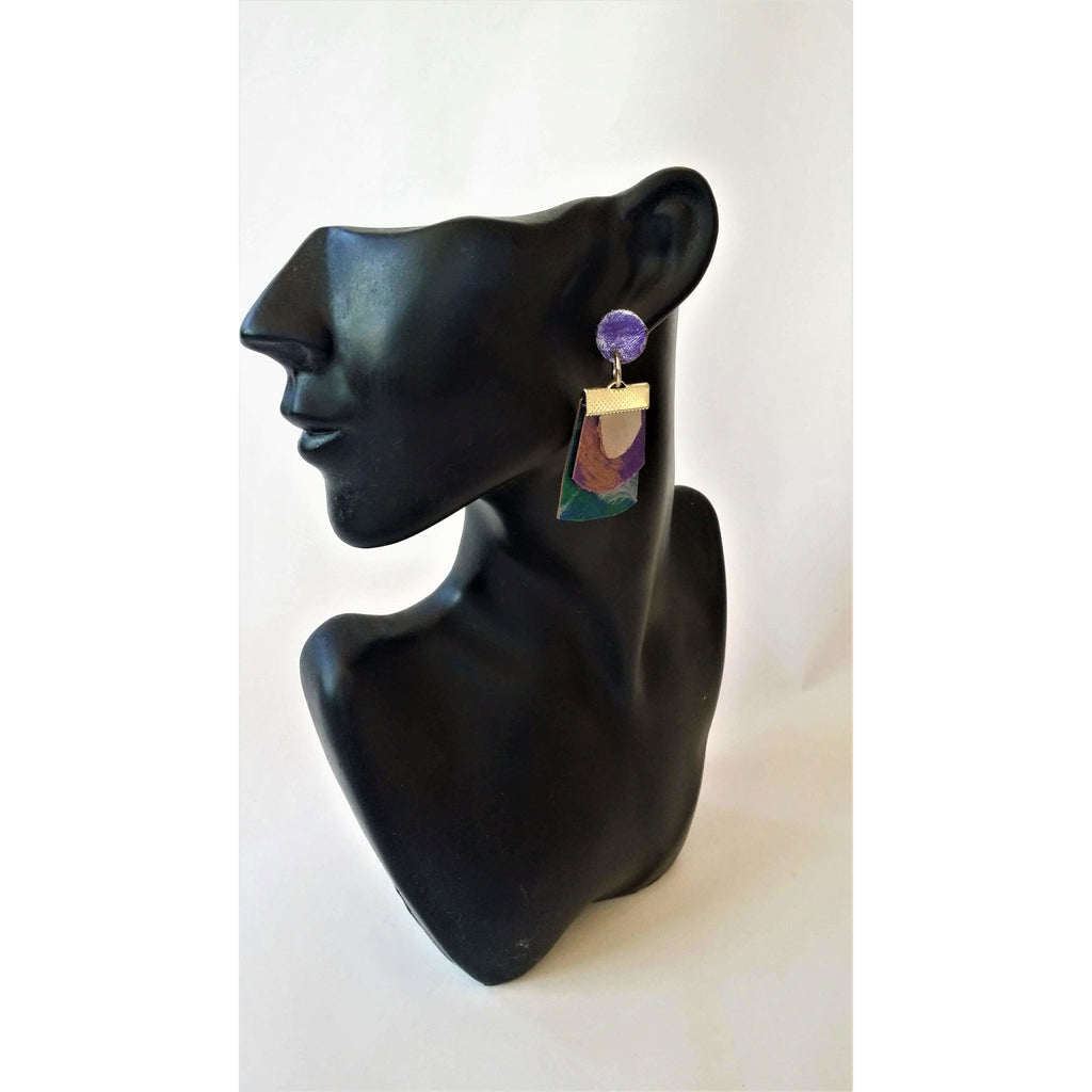 Leather Earrings- Purple and Green + Online women’s store