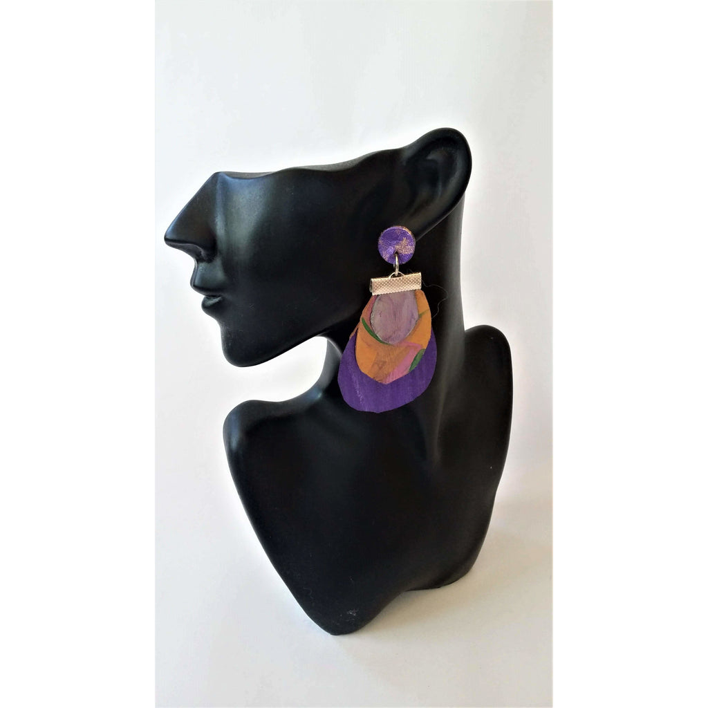 Leather Earrings- Purple Colour + Online women’s store
